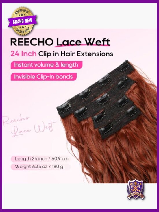 Curly Clip in Hair Extensions 24 Inch Long Lace Weft Natural Hairpieces main image 5